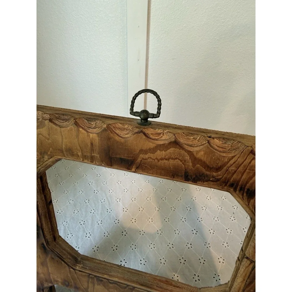 Vtg Tramp Art Style Triple Opening Wooden Picture Frame Carved Folk 19.5